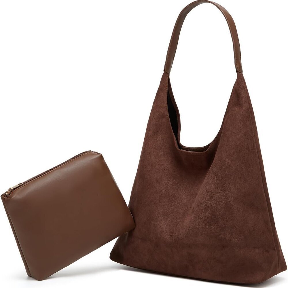 Women's Suede Shoulder Tote Bag Large Capacity Vintage Purse Casual Work